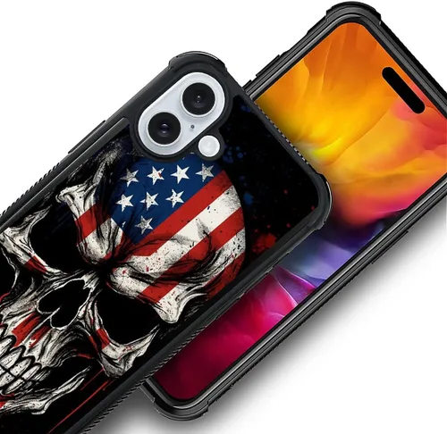 Vista 234 de Funda compatible con iPhone 8, a prueba de golpes, antiarañazos, bandera de ciervos de cola blanca de grano de madera estadounidense