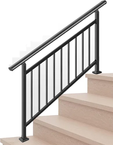 Vista 15 de Metty - Barandillas metálicas de 3 escalones para escalones al aire libre Blanco