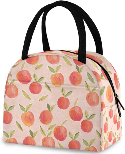Vista 18 de Bolsa de almuerzo reutilizable con diseño de panal de abeja vintage, con bolsillo frontal, cierre de cremallera, bolsa térmica térmica