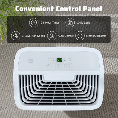 Vista 6 de COSTWAY Deshumidificador Energy Star de 65 pintas, 5000 pies cuadrados, deshumidificador portátil grande para sótanos con 2 modos y 3 velocidades