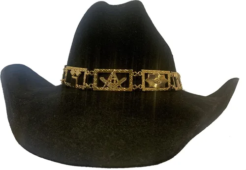 Vista 4 de GENUINE TEXAS BRAND Sombrero de oro masónico con joyas, Oro