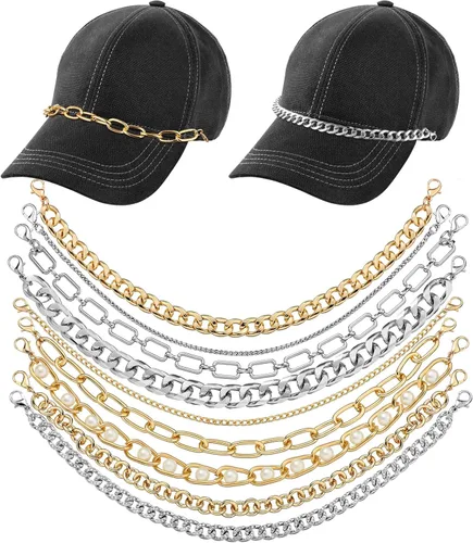 Vista 12 de Geyoga 9 unidades de cadenas para sombrero de camionero, dijes de sombrero de camionero para mujeres y hombres, decoración de billetes, cadena