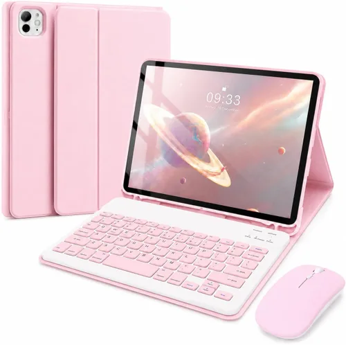 Vista 17 de SOPPY Funda con teclado Bluetooth con mouse para iPad de 6ª/5ª generación, iPad Pro de 9.7 pulgadas, Air 1/2, teclado inalámbrico desmontable