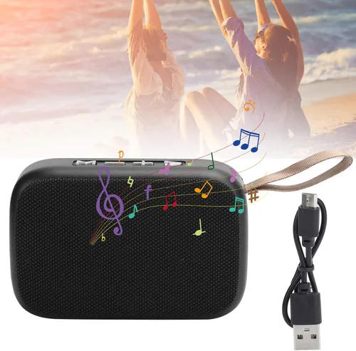 Vista 4 de Altavoz Bluetooth4.2, subwoofer estéreo de sonido de alta fidelidad, reproductor de música portátil USB, con radio FM, llamadas de manos, para Negro