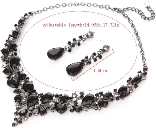 Vista 3 de Molie Juego de joyas de collar y aretes de cristal austriaco para novia, regalos para boda, Cristal