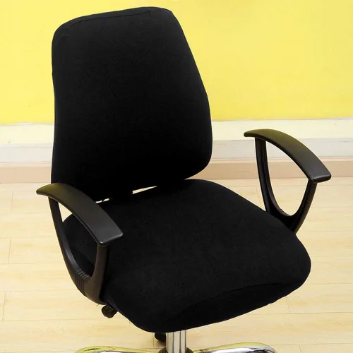 Vista 2 de Funda para silla de oficina de computadora, funda protectora dividida y elástica para sillón giratorio, fundas lavables para sillas de comedor Negro