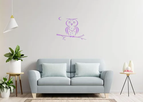 Vista 4 de Owl Bird in Tree Branch Moon for Hood Decor Removable Stylish Sticker Unique Design Any Vehicle tk50 (15in x 12in, grey)