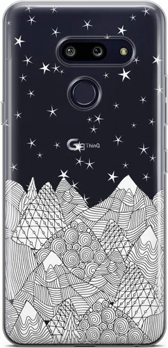 Vista 5 de Mertak Clear Phone Case Compatible with LG Stylo 6 5 4 K61 K51S K41S K30 K20 Q70 Q60 Mountains Silicone Protective Girls Tribal Slim Cover Design