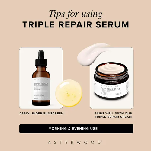 Vista 7 de Asterwood Triple Repair Matrixyl 3000 + Argireline + ácido hialurónico + suero de vitamina C para cara, antienvejecimiento, estimulante de colágeno
