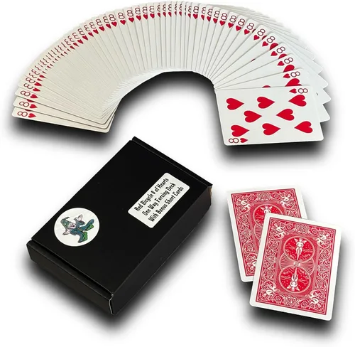 Vista 20 de Ted's Sterling Magic Kit de truco de bicicleta unidireccional con 52 cartas idénticas, corazones de espalda roja (Ace)