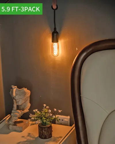 Vista 4 de HESSION - Cable de extensión colgante para farol, cable de lámpara de 5.9 pies, máximo 360 W, interruptor de encendido/apagado E26/E27, iluminación