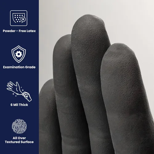 Vista 2 de Adenna Phantom 6 Mil Guantes de Látex para Examen – Sin Polvo, Agarre Texturizado, Desechables, Grado Médico, para Uso en Tatuajes y Aplicación