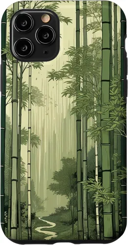 Vista 10 de Funda para iPhone 14 con diseño de bosque japonés de bambú vintage Ukiyo-e Art
