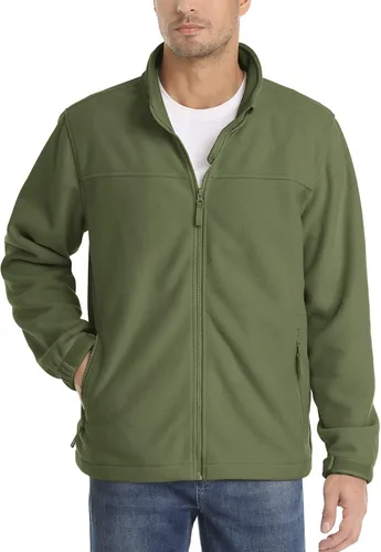 Vista 3 de CRYSULLY Chaqueta táctica de forro polar de invierno para hombre, con cierre completo, abrigos militares gruesos