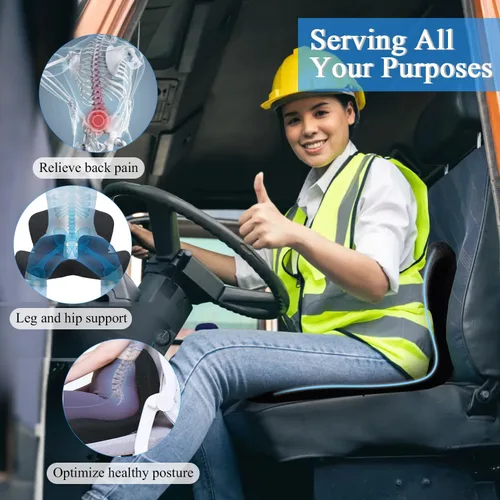 Vista 3 de Cojín de asiento ergonómico con correa ajustable, cojín de asiento de silla de oficina de espuma viscoelástica con diseño en forma de L, cojín