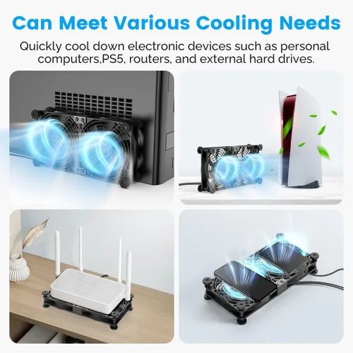 Vista 6 de Ventiladores de PC USB 2 en 1 de 4.724 in con 3 ventiladores