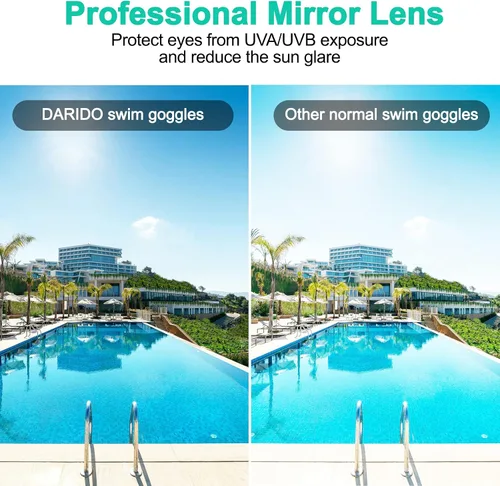 Vista 2 de Gafas de natación, paquete de 2 gafas de natación con protección UV antivaho para adultos, hombres, mujeres, jóvenes