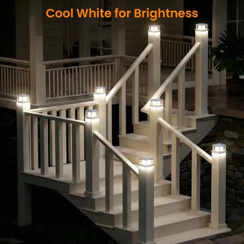 Vista 8 de Paquete de 4 luces solares para postes al aire libre, 2 modos de luz LED para postes de 4 x 4, luz impermeable para decoración de patio, jardín