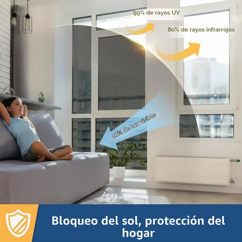 Vista 2 de rabbitgoo Película de Privacidad Unidireccional para Ventanas, Tinte de Ventana para el Hogar, Espejo Reflectante que Bloquea el Sol, Control