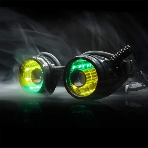 Vista 3 de GloFX Pixel Pro Infinite Portal Gafas 350+ modos épicos Programable recargable luz hasta EDM Festival Rave Party Gafas de sol resplandor LED
