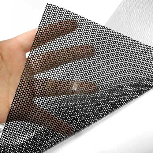 Vista 6 de XhuangTech Película de vinilo perforada para ventana de color negro para evitar golpes de pájaros, película de vinilo negro perforado para ventana