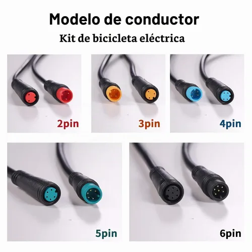 Vista 2 de Cable de extensión de 2 pines, 3 pines, 4 pines, 5 pines, 6 pines, 8 pines, 9 pines, enchufe impermeable, funciona para luz de bicicleta eléctrica