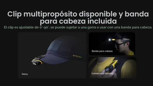 Vista 8 de Nitecore NU11 - Luz y faro frontal con clip, 150 lúmenes de brillo, USB-C recargable, 90 grados ajustable para pesca, campamento y trabajo