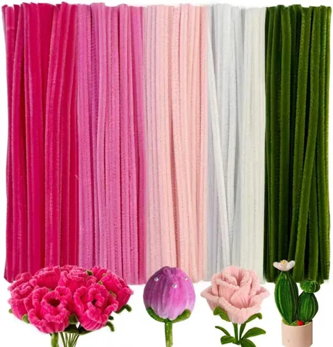 Vista 20 de Limpiapipas pastel, 500 unidades, 10 tallos de chenilla surtidos para manualidades Esquema de color de caramelo de macaron