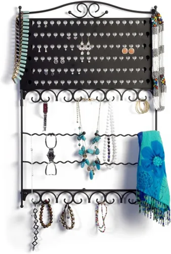 Vista 7 de Mango Steam Organizador de joyas y aretes de pared de perfil delgado (sirena, negro)