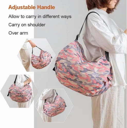Vista 5 de Bolsas de comestibles reutilizables, bolsas de compras plegables, bolsa de gran capacidad para almacenamiento, impermeable, duradera, ecológica