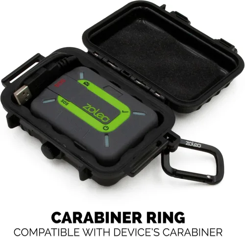 Vista 4 de CASEMATIX Funda protectora de viaje para comunicador satelital ZOLEO - Funda impermeable a prueba de golpes para comunicador y cable de carga, solo