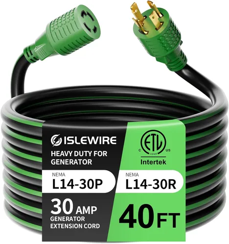 Vista 10 de Cable de extensión generador de 4 clavijas de 30 amperios de 10 pies, NEMA L14-30P/L14-30R, 125/250 voltios hasta 7500 vatios, cable de alimentación