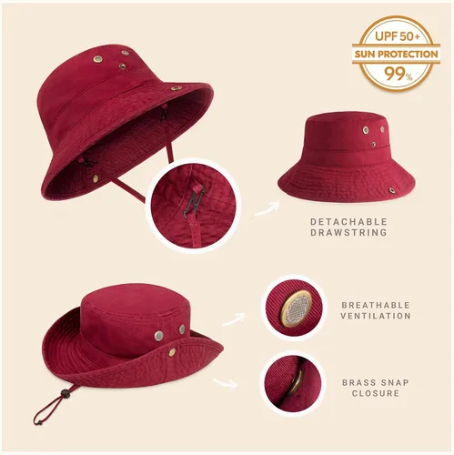Vista 8 de CHOK.LIDS Sombrero clásico de algodón de ala ancha con cuerda ajustable unisex sombrero de sol ligero para viajes al aire libre