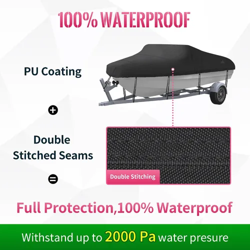 Vista 4 de NEXCOVER - Cubierta para lancha impermeable y resistente; cubierta de lancha remolcable Runabout, apta para cascos V-Hull, TRI-Hull, Pro-Style, bote