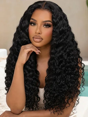 Vista 43 de KLAIYI Pre Everything™ Yaki - Pelucas de cabello humano lacio Yaki sin pegamento con reflejos degradados, color marrón balayage, encaje frontal