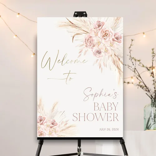 Vista 25 de Letrero personalizado de flores silvestres para baby shower, letrero de bienvenida para baby shower, decoración de fiesta de plástico con estacas