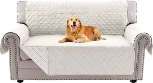 Vista 9 de PrinceDeco Funda de sofá para perros, lavable y reversible, apta para mascotas, resistente al agua, protector de muebles con correas elásticas
