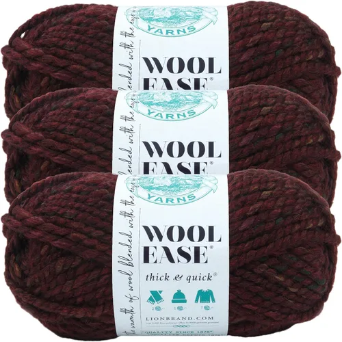 Vista 22 de Lion Brand Yarn - Ovillo de lana Wool-Ease Thick & Quick color fuerza aérea Super Bulky Wool Acrylic Blend Fiber for Soft Hats, Sweaters, Chunky