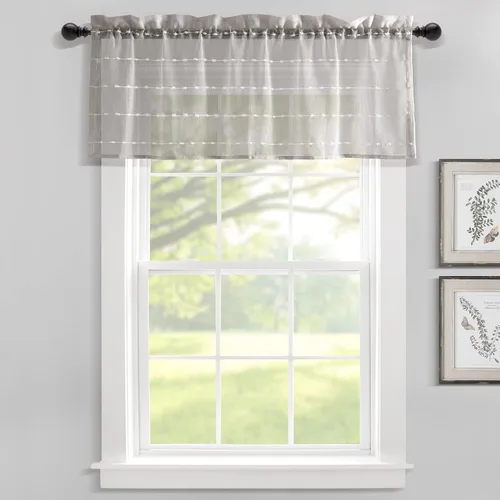 Vista 13 de Lush Decor Cenefa para Cortina de Ventana Transparente con Textura Estilo Granja, 52"A x 18"L, Beige