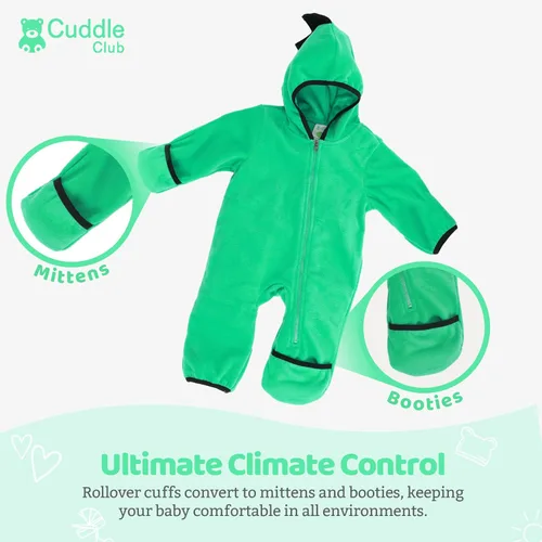 Vista 3 de Enterizo de vellón para bebé rómper con capucha para niño de una sola pieza, ropa de exterior, chaqueta