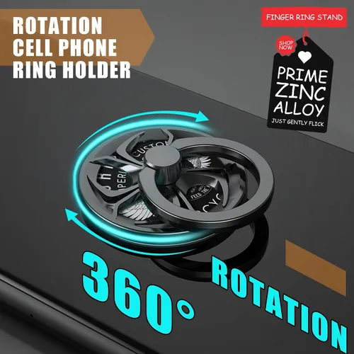 Vista 4 de Soporte para anillo de dedo, rotación de 360°, giratorio para teléfono celular, soporte con agarre universal [lavable/reutilizable] para Negro