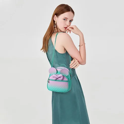 Vista 7 de KL928 Mini mochila para niñas con lazo y lunares, bolsa de hombro convertible para mujer