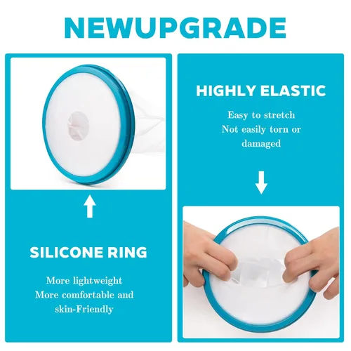 Vista 7 de Cubierta elástica impermeable de 30.7 in para piernas de ducha para adultos – Protector elástico de pierna para ducha, reutilizable y ajustable