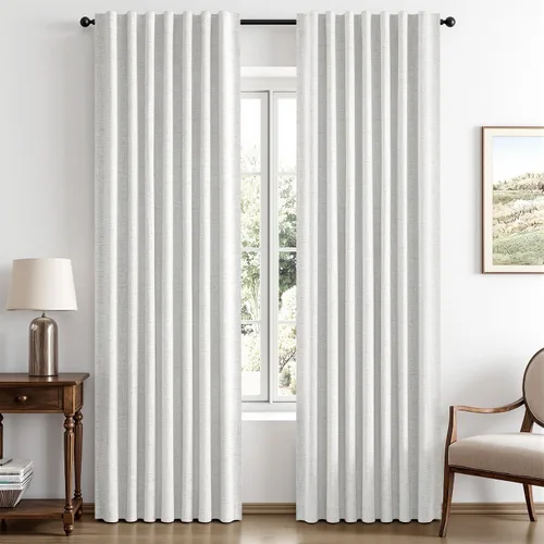 Vista 40 de MIULEE Cortinas de lino 100% opacas para dormitorio, marfil sólido, decoración de lujo, aislamiento térmico, cortinas oscurecedoras para sala