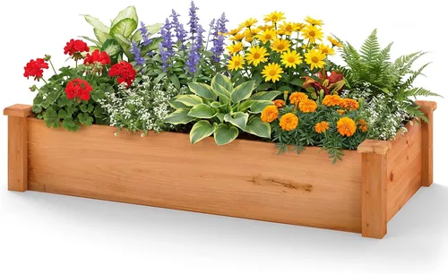 Vista 10 de Conjunto de cama de jardín elevada de madera Giantex, caja de plantación rectangular para verduras, frutas, flores, hierbas, cama de plantación
