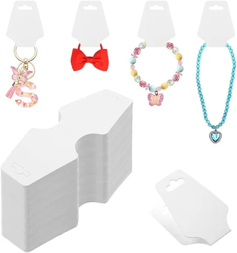 Vista 8 de 100 piezas de collares para tarjetas de exhibición, joyas, pulseras, aretes, llavero, anillos, bandas para el cabello, proyectos de manualidades