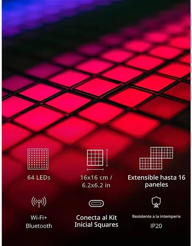 Vista 9 de Panel Maestro Cuadros Twinkly, Panel LED RGB, Incluye 1 Panel Principal y Fuente de Alimentación USB-C, Compatible con HomeKit, Alexa y Google Home