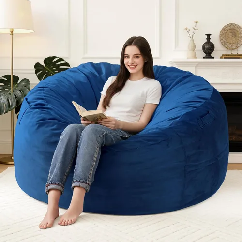 Vista 54 de Silla Puf de 2 Pies con Funda de Terciopelo Ultra Suave Sofá Puf con Espuma con Memoria Sillas Puf de Tamaño Grande Sofá Perezoso para Dormitorio