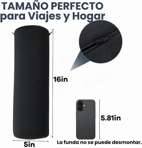 Vista 2 de ROYALAY Almohada cervical redonda para dormir, incluye 2 almohadas cervicales de media luna, almohada de espuma para reducir el dolor, almohada Negro