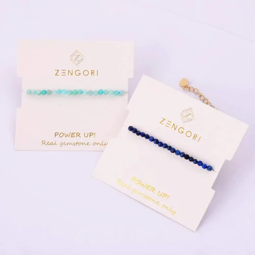 Vista 4 de Pulsera de cuentas facetadas de piedra natural auténtica de 0.118in, ajustable, hecha a mano